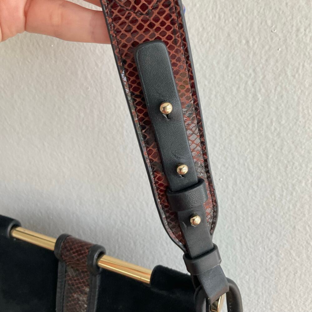 Radley London Remastered Grosvenor Black Leather Suede Snake Print Shoulder Bag - Picture 4 of 9